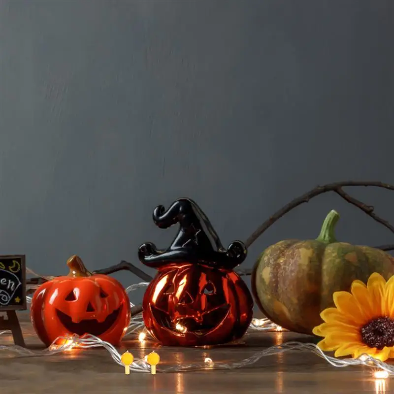 60 Pcs Jack-o'-lantern Bulbs Pumpkin Light Orange Halloween Tree Replacement Ceramic Lights Plastic for Christmas