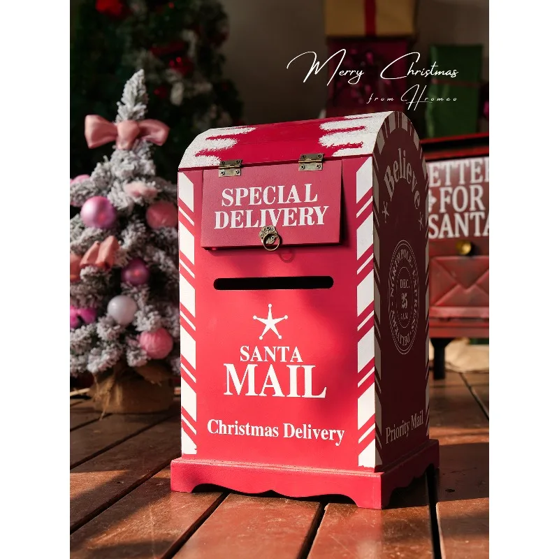Christmas decorations, large Christmas wooden wrought iron mailbox ornaments