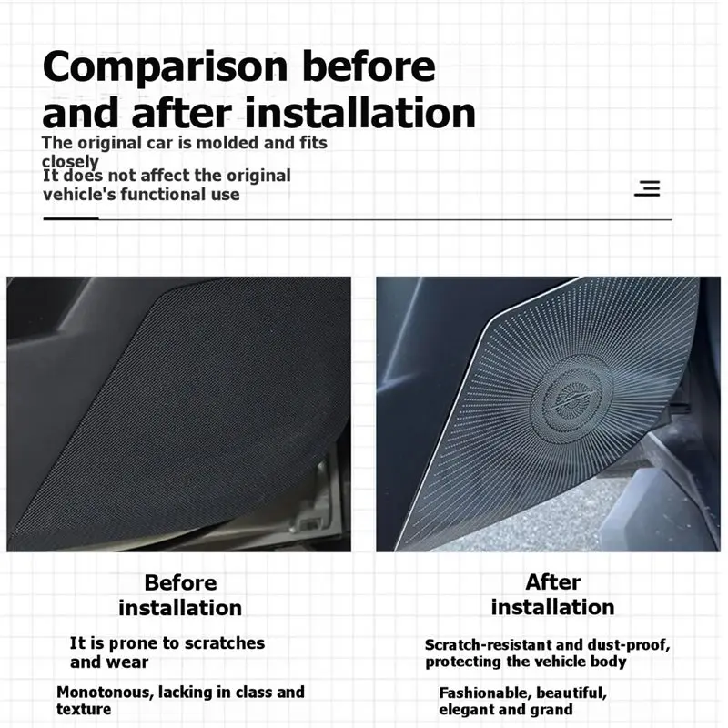 【Price Drop !!】 Interior Speaker Protector Speaker Cover Grille Trim Kit Fit For Tesla Cybertruck 2024 2025 Accessories Silvery