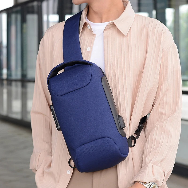 2024 Fashion Trend Crossbody Men Small Shoulder Multi-function Casual Oxford Cloth Chest Bags With Big Pockets For Work Business