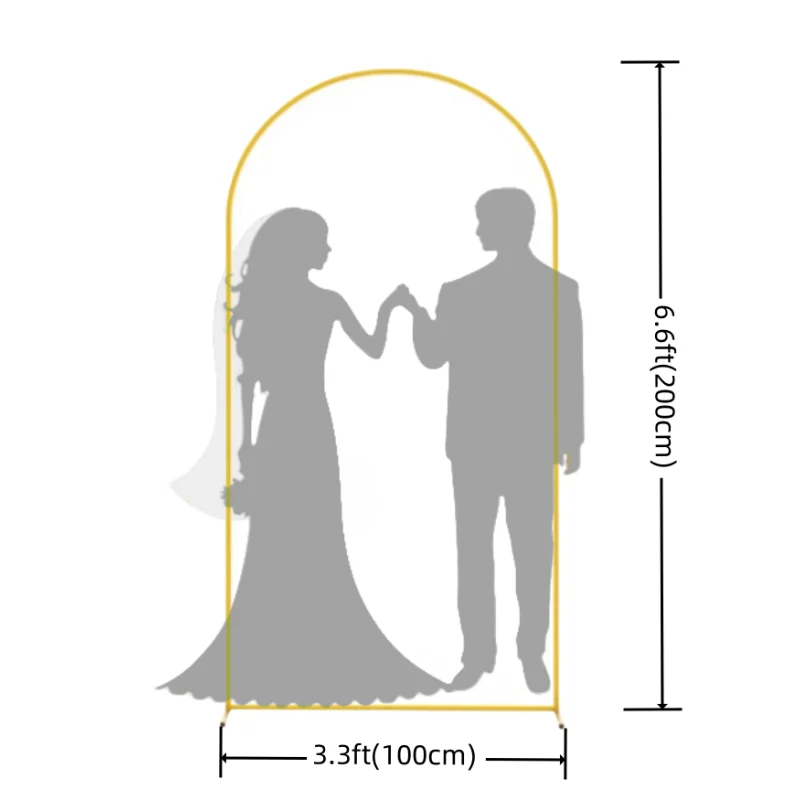 New Golden Arch Background Metal Frame Short 5ft/6ft/6.6ft Size Easy to Disassemble Install Wedding Event Photography Decoration