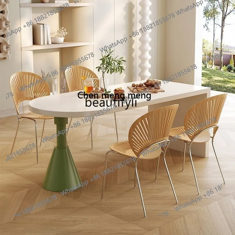 Modern Simple New Rice Dining Table and Chair Cream Style Light Luxury Original Solid Wood Household White Kitchen Island