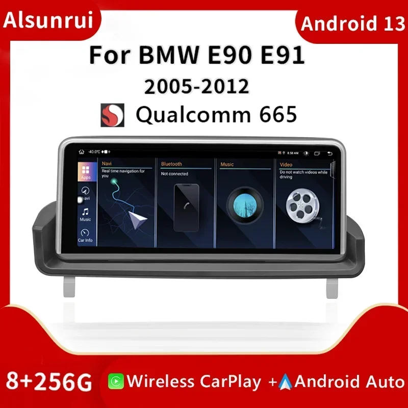 

10.25" Snapdragon 665 ID8 Wireless Carplay For BMW 3Series E90 E91 E92 E93 Multimedia Screen Video GPS Navigation Android 13Auto