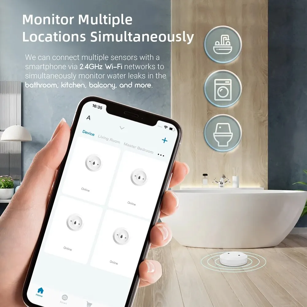 Tuya ZigBee كاشف تسرب المياه إنذار تسرب الفيضانات أمن الوطن الذكي كشف الوقت الحقيقي الحياة الذكية App التحكم عن بعد