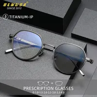 BLMUSA, gafas fotocromáticas personalizadas de titanio para miopía, gafas de lectura redondas antiluz azul para hombre, gafas graduadas ultraligeras
