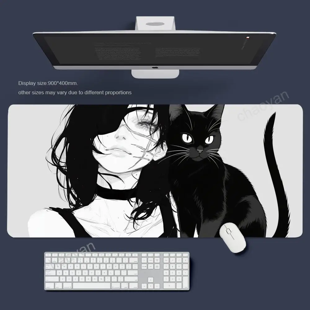 

Hot girl cat Mouse pad XXL Gaming Keyboard Computer Mat Deskmat Mousepad Gamer Mausepad Pc Accessories Table Pads Mats Cabinet