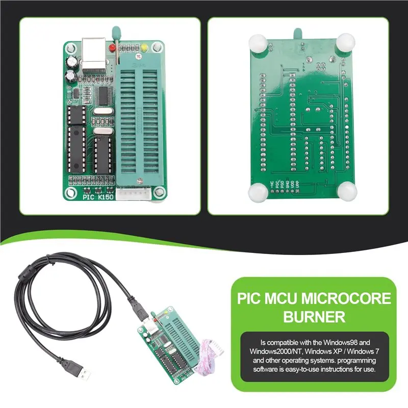 PIC K150 Programmer Microchip PIC MCU Microcore Burner USB Downloader With USB Cable User-Friendly