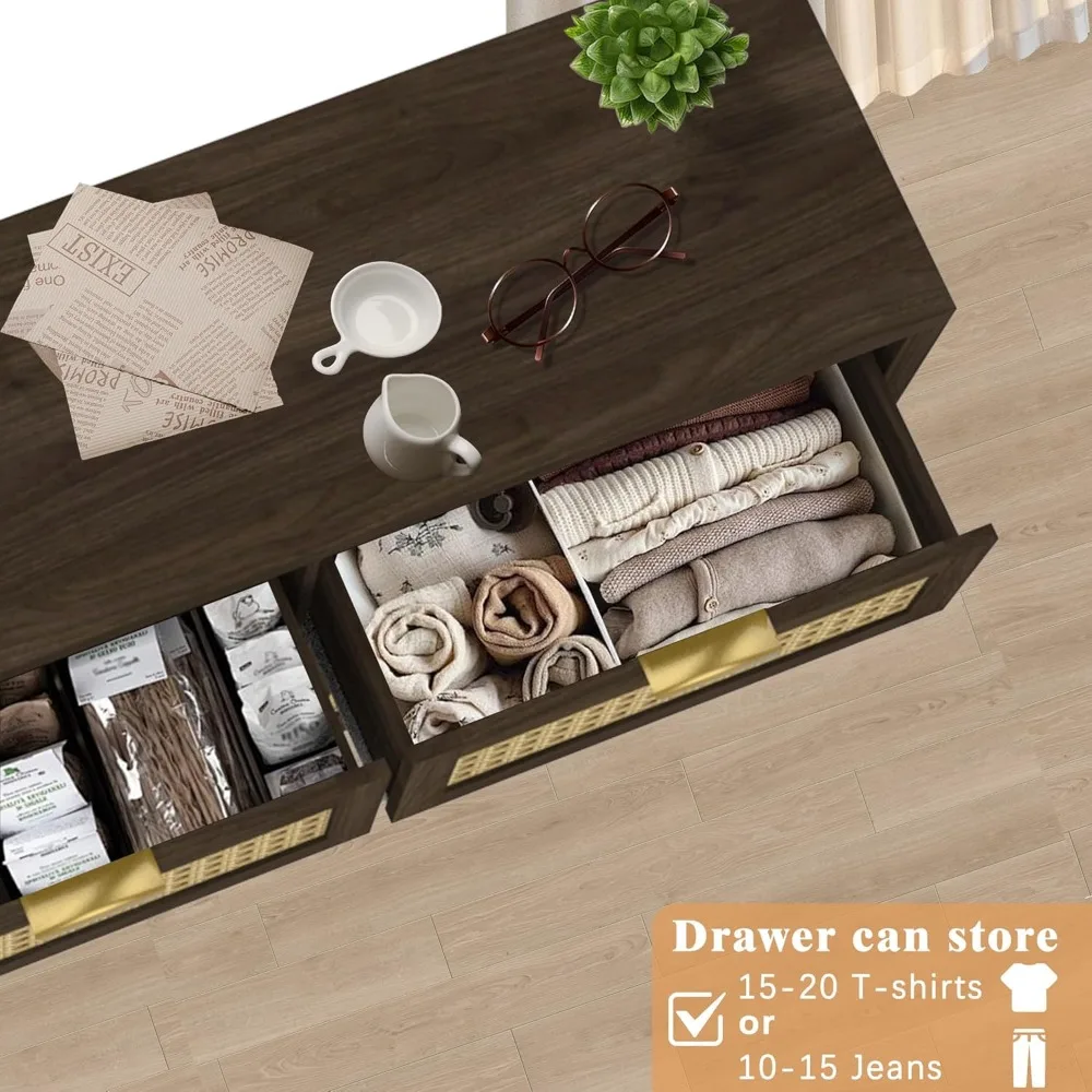 خزانة بلوط أنيقة ذات 6 أدراج مع مقابض ذهبية لغرفة النوم والممر