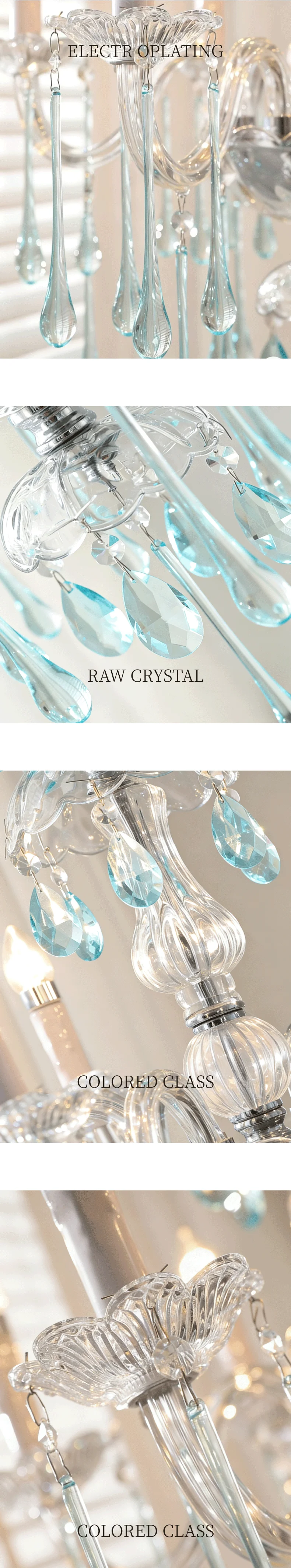 European Candle E14 Chandelier Living Room Crystal