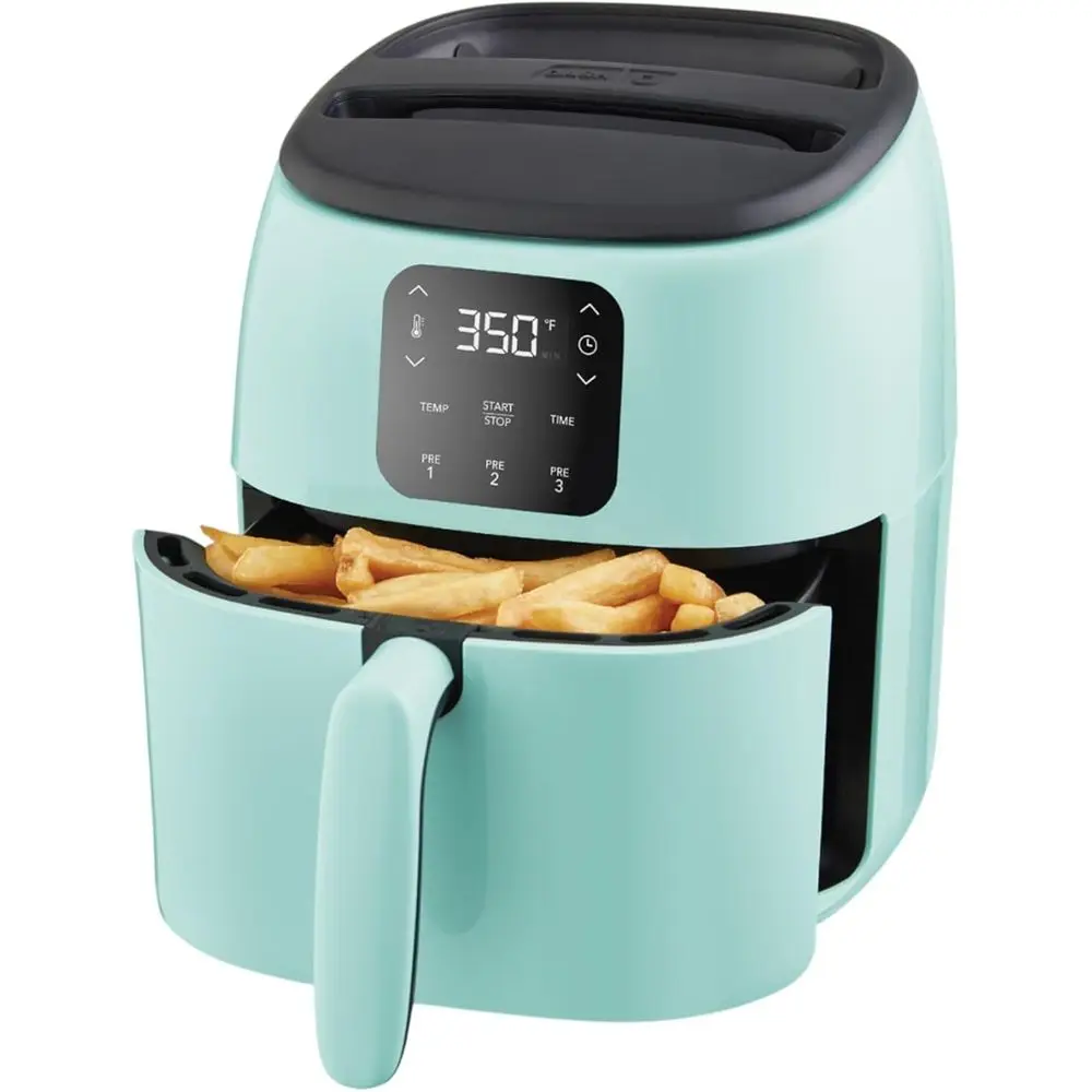 

Compact Digital Air Fryer with Auto-Off - 2.6 Quarts, Ideal for Small Spaces, Aqua