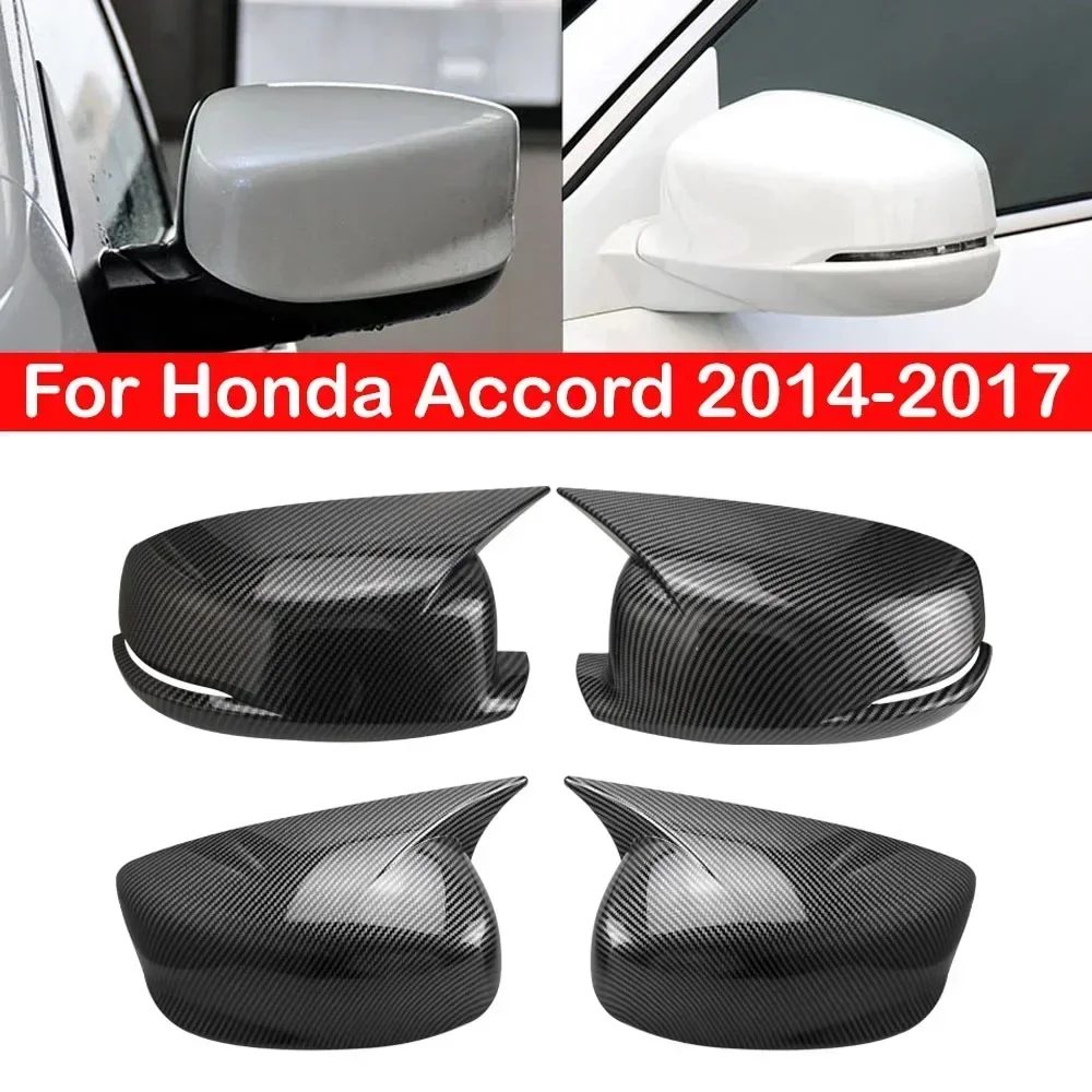 For Honda Accord 2008-2017 Car Sticker Rearview Side Mirror Cover Wing Cap Exterior Door Rear View Case Trim Carbon Fiber Look