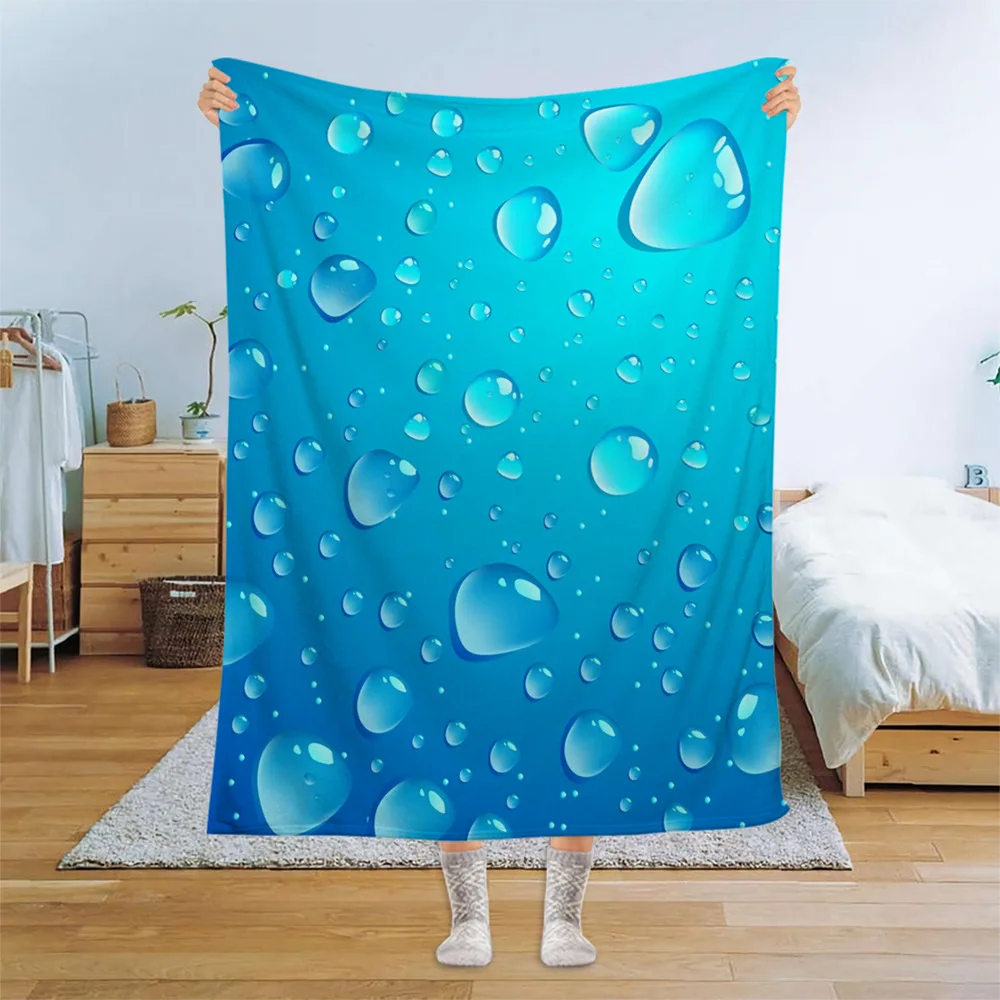 

Water Drops Pattern Fleece Blanket Natural Scenery Water Droplets Print Throw Blanket Soft Flannel Lightweight Warm Bed Blankets