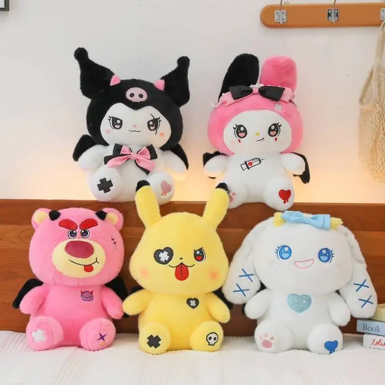 

45cm Big Size Cartoon Plushies Dolls Pillow Demon Kuromi Strawberry Bear Series Doll Cinnamoroll Melody Plush Toy Pillow Gifts