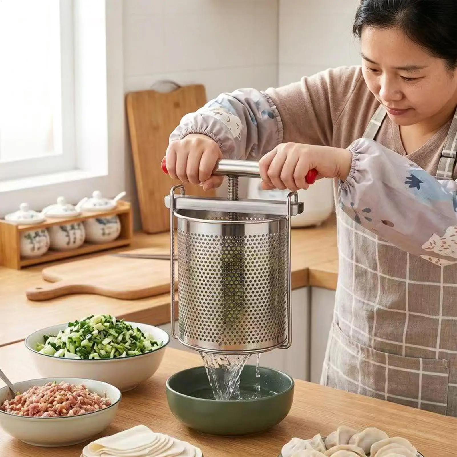 Press for Fruit vegetables 2.8L with Cross-Beam Stainless Steel Food-Grade Crusher Cider Juice Maker Vegetable Juicer for Honey