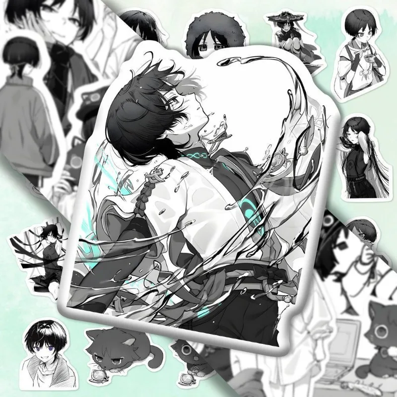 50Pcs/Pack Anime Game Stickers White Style Stickers Wanderer Scaramouche Kunikuzushi Vagrant  DIY Sticker Birthday Gift