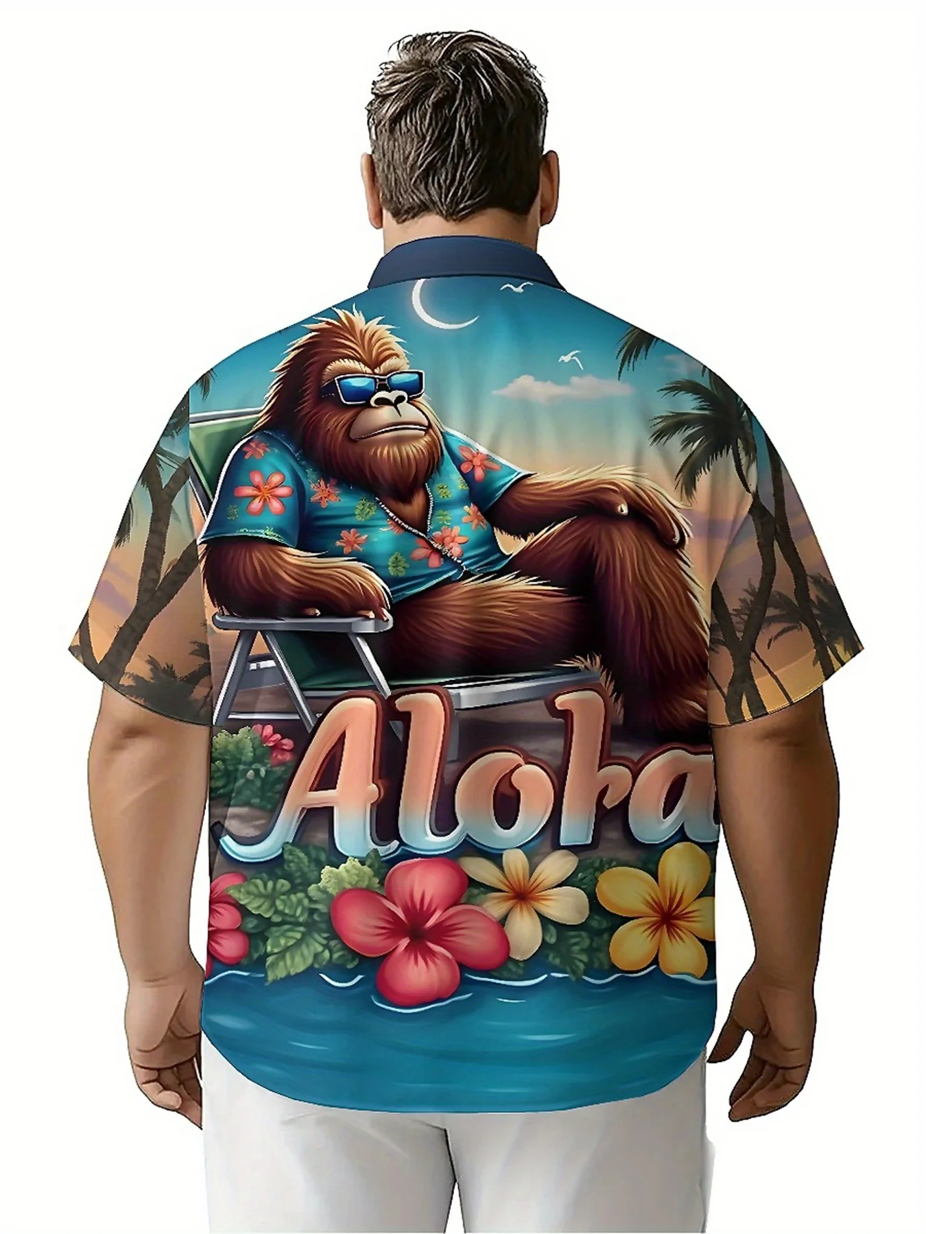 Men's Plus Size Hawaiian ShirtsTropical Style Gorillapattern,New in Summer Fashion Tops,Hip Hop Rock Streetwear