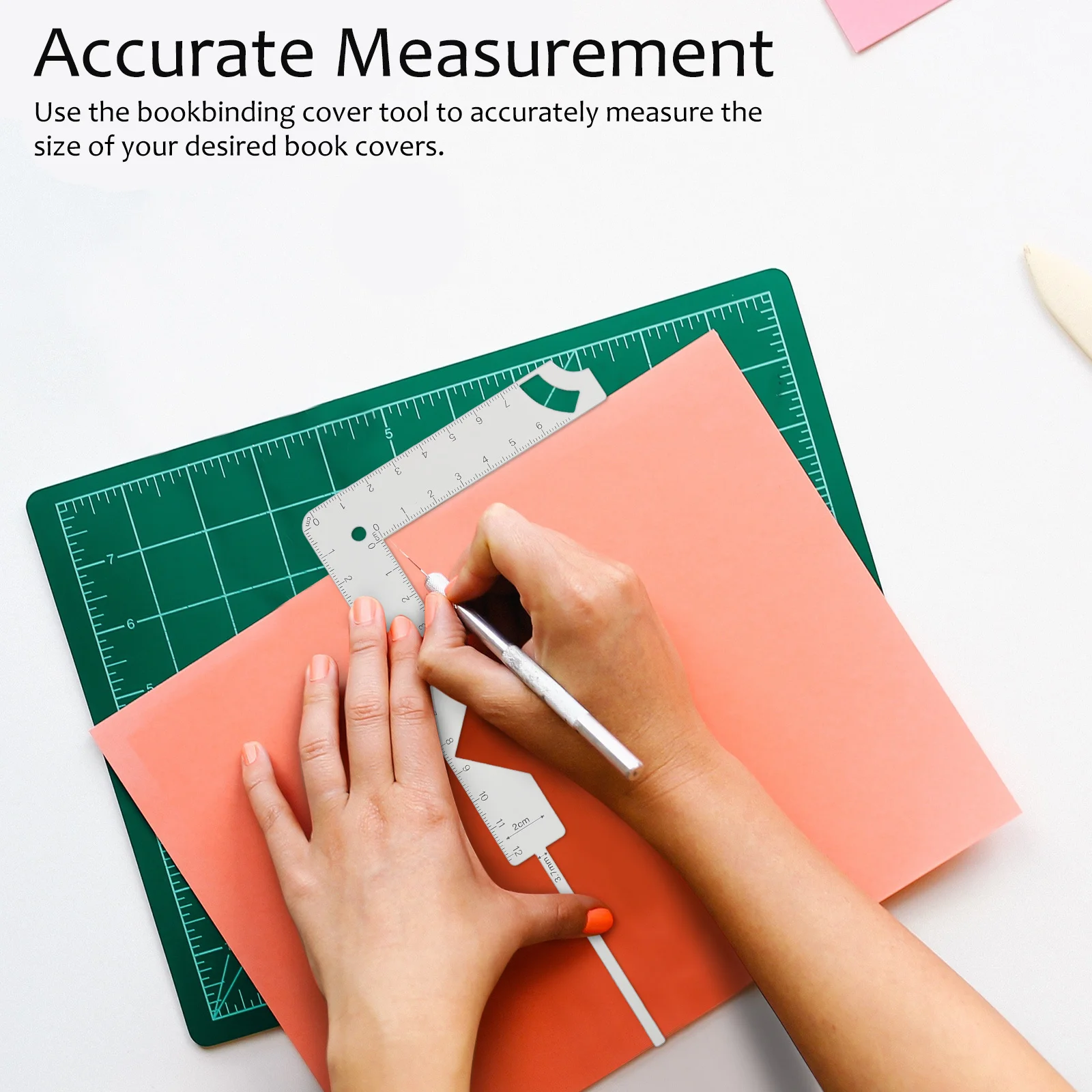 Bookbinding Positioning Ruler Metal Tool Sturdy Design Accurate Measurement Multi-Functional Journal Cover Making Supplies