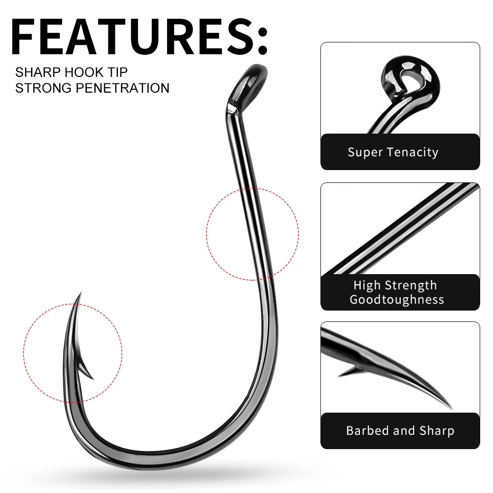 

PROBEROS 10 pcs single-hook high-carbon steel fishhooks with sharp barbs have extremely strong penetrating power and are used fo