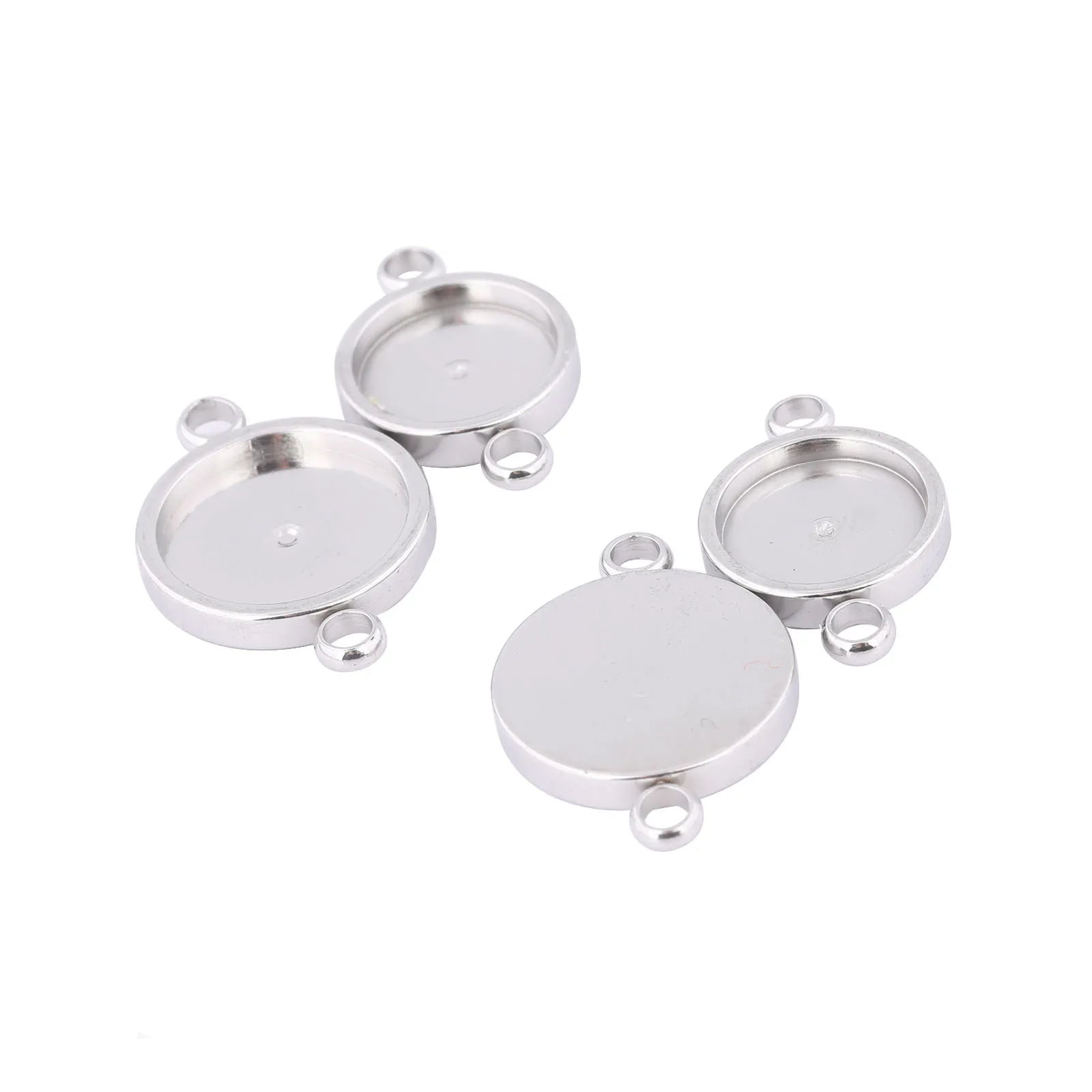 20pcs Stainless Steel Round 8mm 10mm Cabochon Connector Setting Trays Diy Earrings Bracelets Bezel Blanks For Jewelry Making