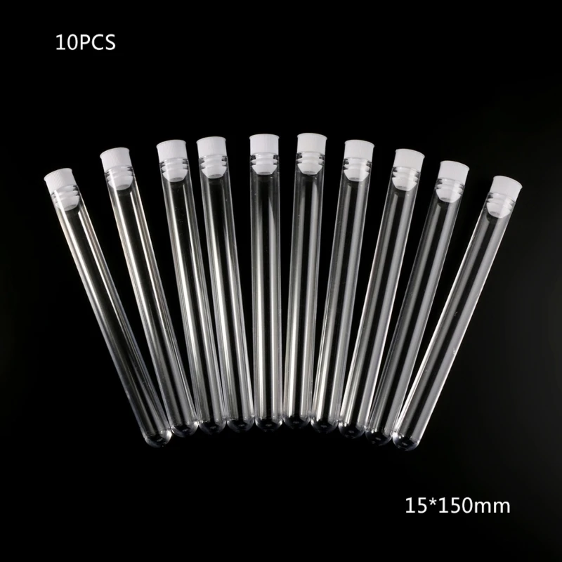 

10Pcs Transparent Plastic Centrifuge Tubes Set 15x100mm Laboratory Test Tubes with Protective for Ideal for Lab Scho