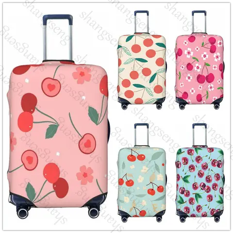 Cute Cartoon Cherry Pattern Travel suitcase protective case, suitcase cover, elastic protection, washable Luggage cover 18-32 in