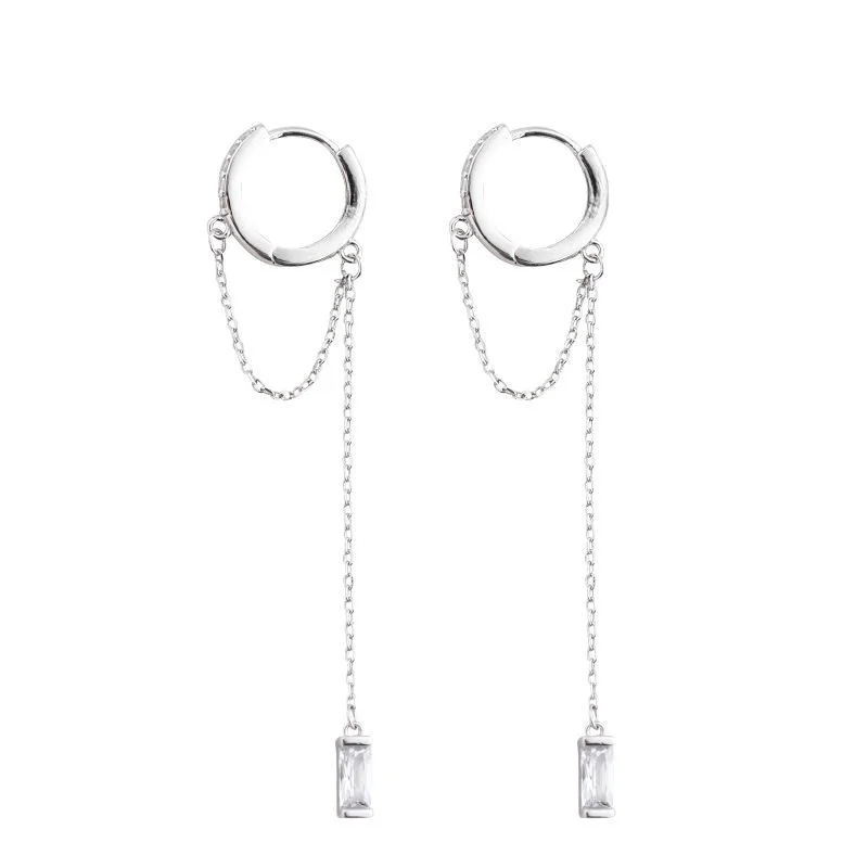  Modern Fashion Silver Color Women\'s Dangle Earrings with Shiny CZ Stone Aesthetic Female Earrings for Party Jewelry Gifts