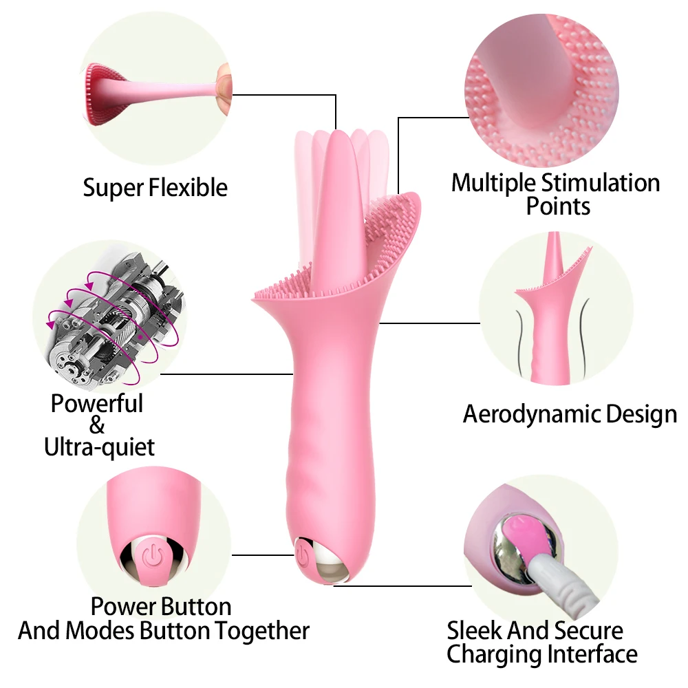 혁신적인 실리콘 G-spot 바이브레이터, 충전식 혀 마사지, 조용한 클리토리스 자극기, 여성용 섹스 토이, 10 단 속도