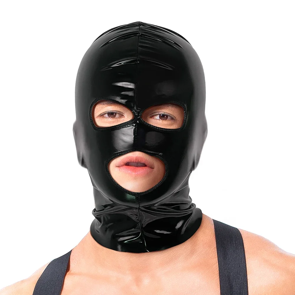 Halloween Leather Full Cover Latex Mask Cosplay Party Masquerade Hood Full Face Head Mask Men Dj Stage Costume Props