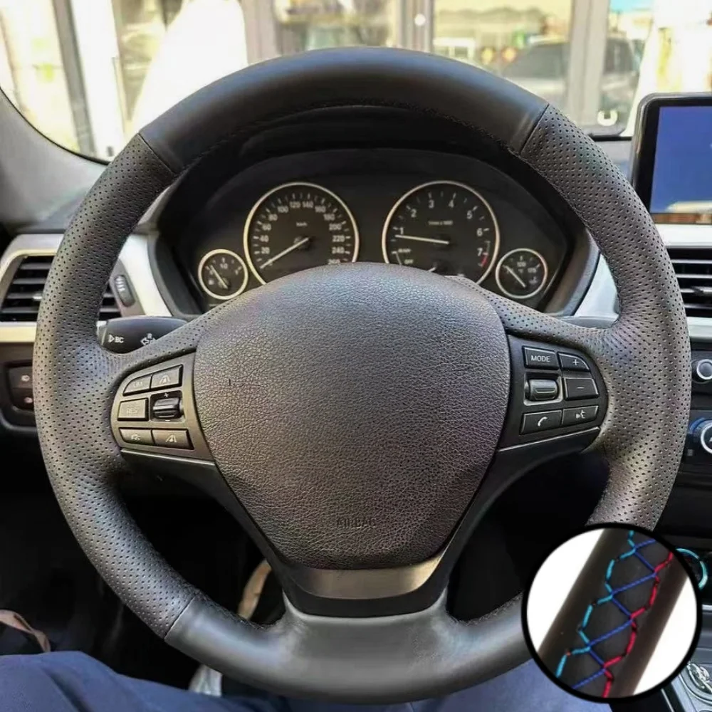 

Braid Car Steering Wheel Cover Wrap Hand Sewing Microfiber Leather Anti Slip And Soft For BMW F30 F31 F34 F20 F21 F22 F23