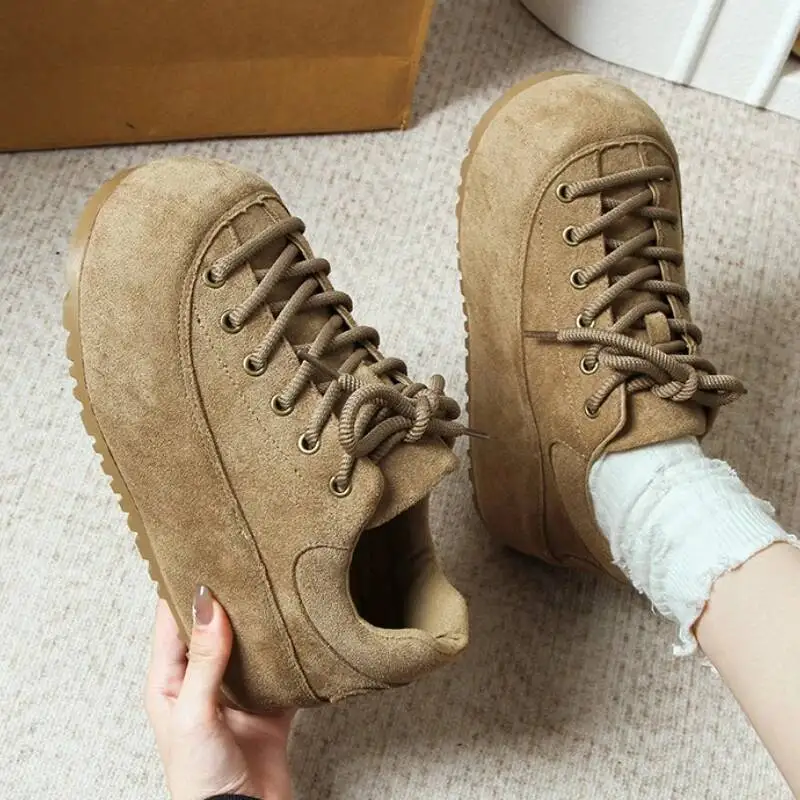 النساء أحذية منصة مسطحة الجلد المدبوغ الاتجاه أحذية رياضية الشتاء عادية جديدة المتسكعون أحذية رياضية غير رسمية المشي الدانتيل يصل Zapatos Mujer