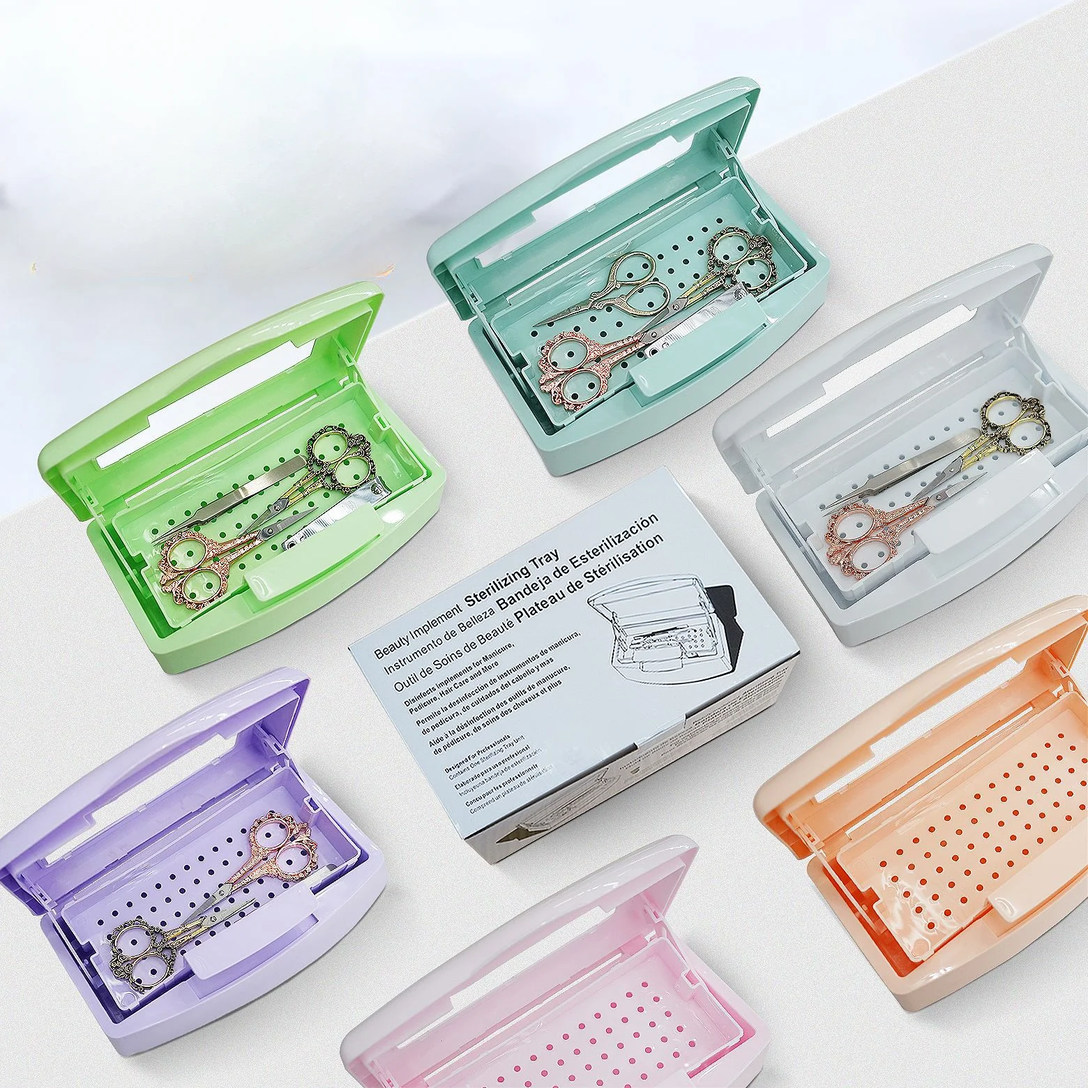 Nail Sterilizer Tray Sterilizing Clean  Disinfection Box Nail Art Salon Manicure Implement Sanitize Tool Equipment Cleaner Tools