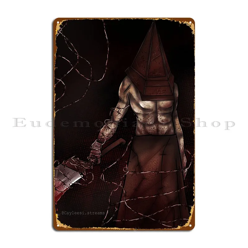 Cay S Pyramid Head Metal Plaque Printing Iron Mural Club Bar Customize Silent Hill 2 Tin Sign Poster