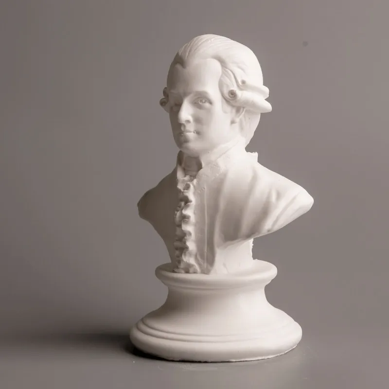 European Modern Minimalist Vintage Mozart Sculpture Figure Sketch Small Head Ornament Plaster Statue Home Decor