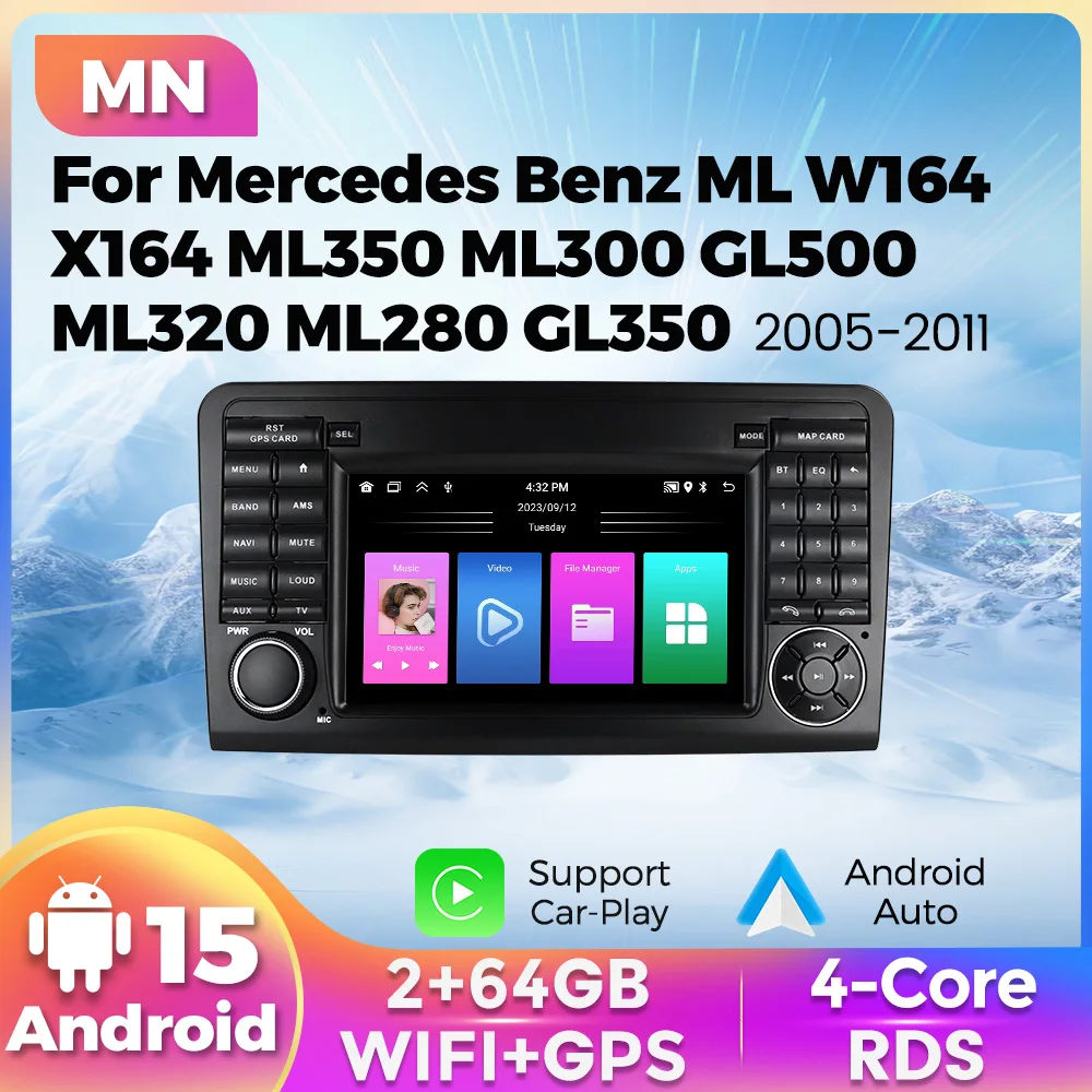 Navifly 7 Zoll 2Din Android Autoradio Kabelloses Carplay Auto Für Mercedes Benz ML GL W164 ML350 ML500 GL320 X164 ML280 GL350 GL450