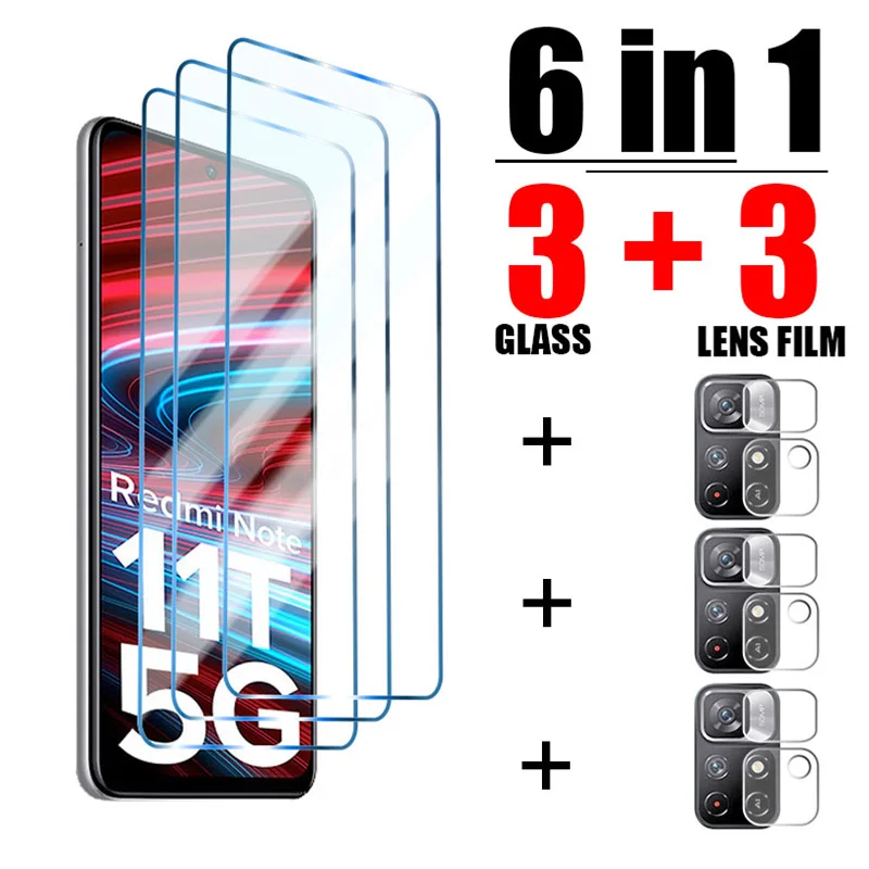 6in1 Protective Glass for Xiaomi Redmi Note 12 11 13 Pro 9 8 7 10S 11S 9S 11T Screen Protector on Redmi 10 9 9A 10C 8 Lens Film