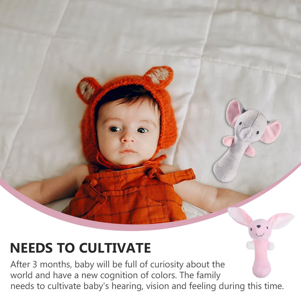 قطعتان من عصا الصوت المحشوة على شكل حيوانات كرتونية يدوية لتطوير خيال الطفل هدية عصا صرير الطفل #3