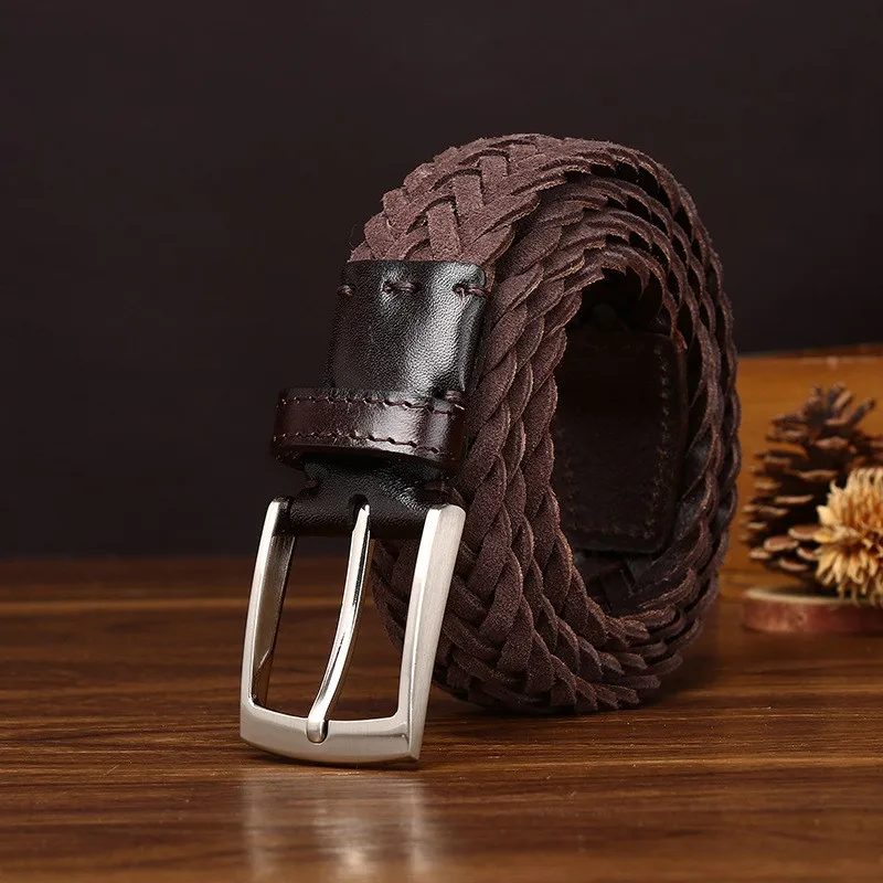 The hand-woven leather belt made of is versatile for women suitable both men and