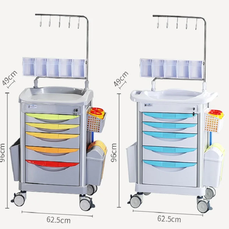 Manufacturers wholesale ABS infusion anesthesia trolley with drawer rescue silent universal wheel hospital treatment trolley