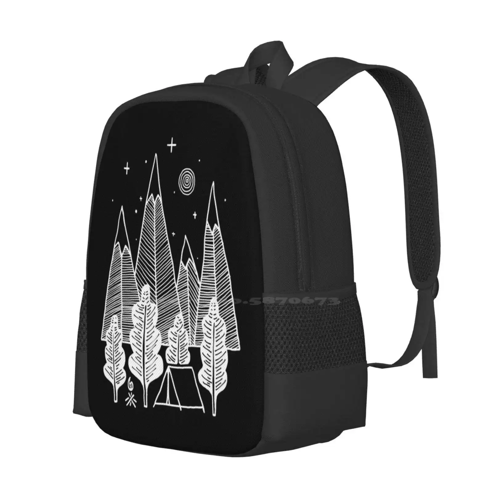 Camp Line Pattern Design Bag Student'S Backpack Hiker Hiking Camping Climber Climbing Adventure Journey Outdoor Outside Nature