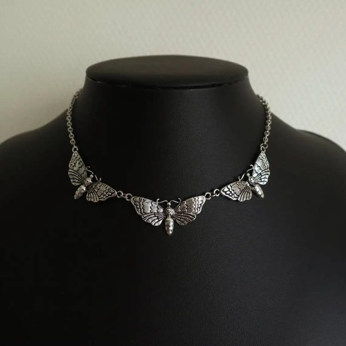 Death Moth Choker, Gothic jewelry, retro, butterfly, Insect, Pagan, Witchcraft accessories, Alternative, Necklace For Women Man