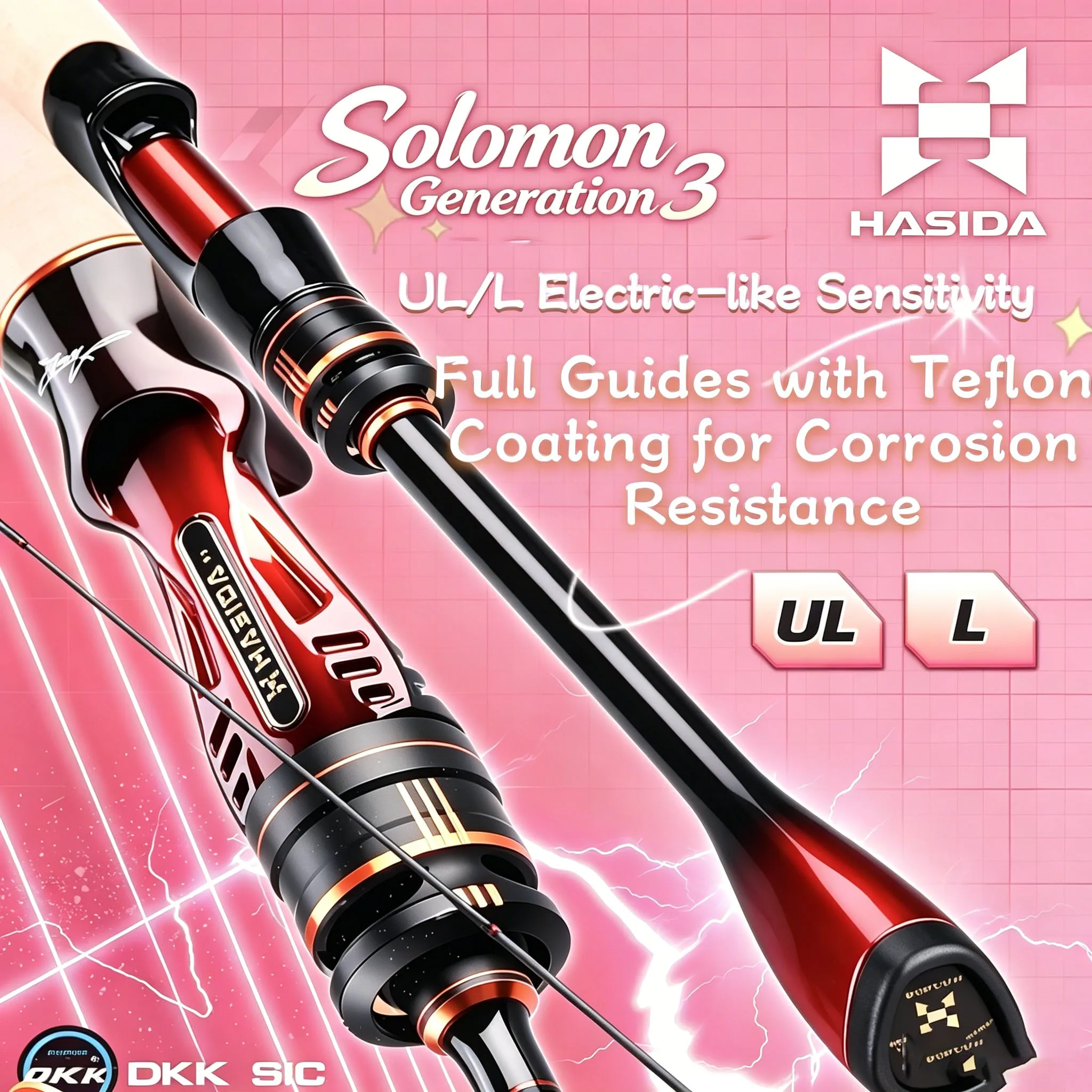 HASIDA Solomon II BFS Fishing Rod AA Cork Grip DKK SIC Guide High