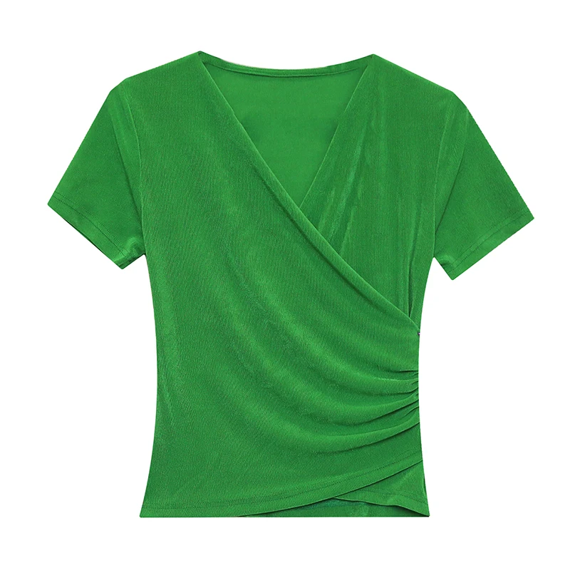 女性用VネックTシャツ,スリムニットトップス,半袖,単色,春,夏,新着,2022,sから4xl