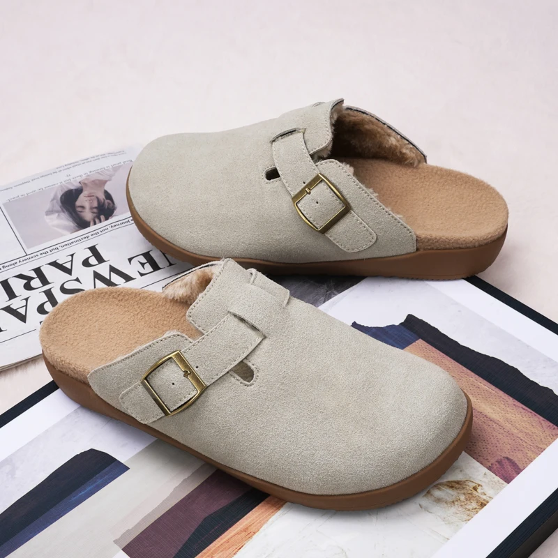 

Women's Birkfoot Slippers Hot Sale Of The Season New Autumn Winter One-Step Foamy Warmth PVC Upper Fashionable Slip-On Home Slip