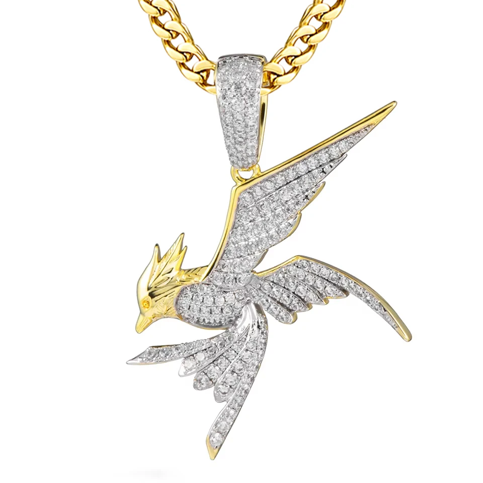 

VANAXIN Eagle Necklace Men’s Hip Hop Jewelry Pendant 14K Gold Plated Full Pave Cubic Zirconia Rapper Style Gift