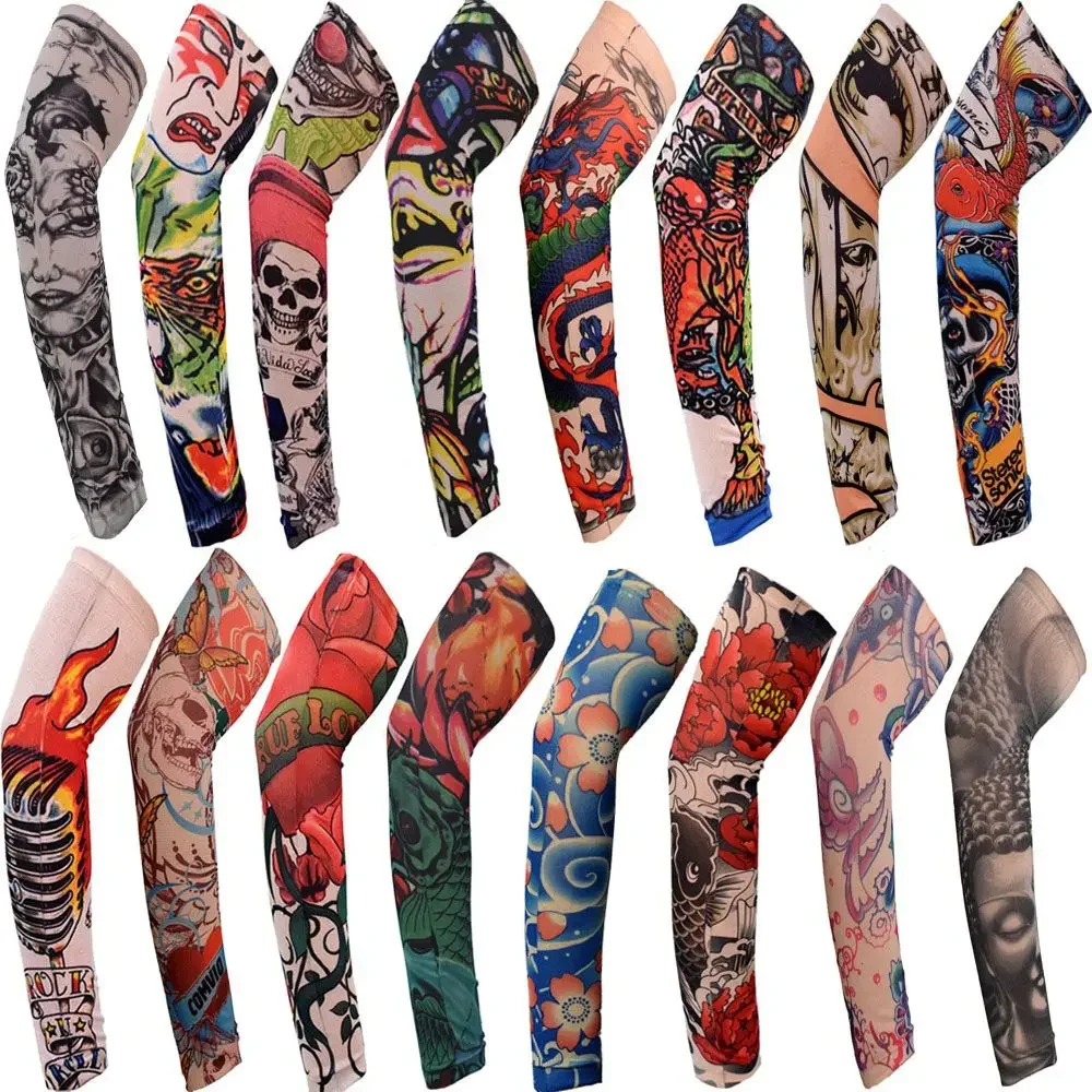 New Flower Tattoo Arm Sleeves Seamless Outdoor Riding protezione solare manicotti protezione solare Uv scaldamuscoli per uomo donna