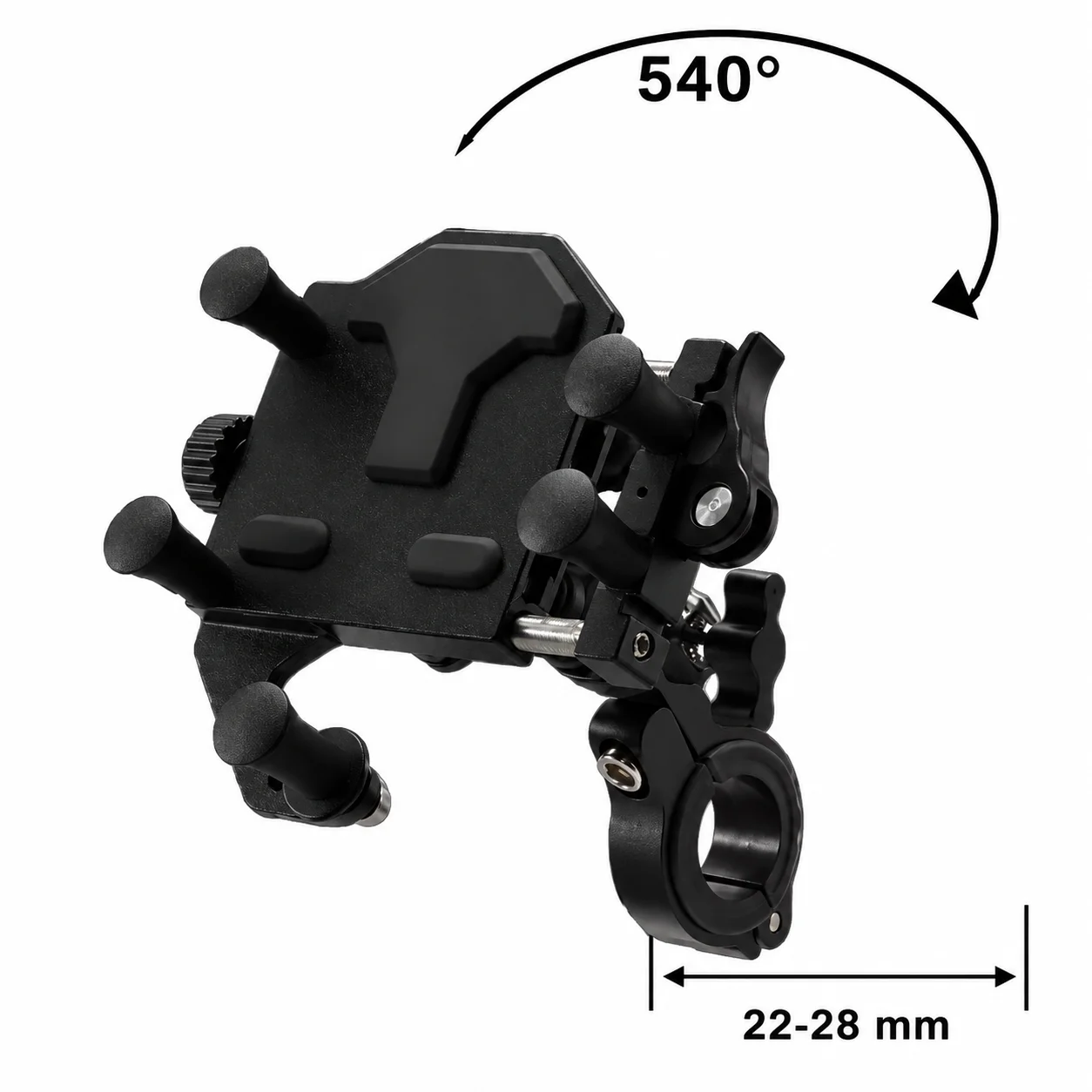 

Motorcycle Phone Holder Aluminum Alloy Anti Shake 540° Adjustable Quick Lock Handlebar GPS Mount 22-28mm