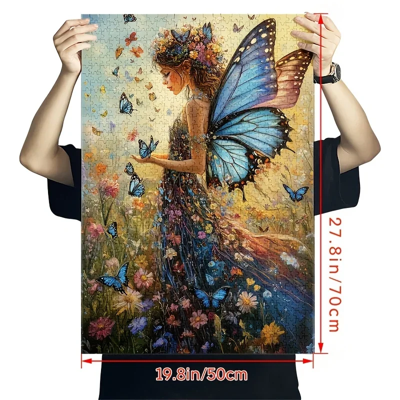 1000pcs Butterfly Winged Fairy Jigsaw Puzzle, Cardboard Material, Challenging DIY Brain Game, Interactive Family Activity, wit