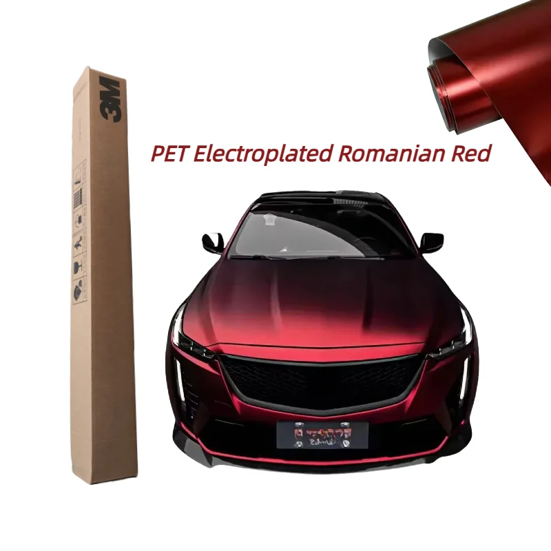 

3M Colour PET Film Matt Chrome rome Red Car Vinyl Wrap Auto Films Pellicola Wrapping Anti-scratch Color Change Ppf Car Wrap Film