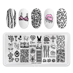 Rose Flower Nail Art Stamping Template Image Plate Flore Nail stamp Manicure Chain Bra Printable Art Practice Sexy Nail Designs