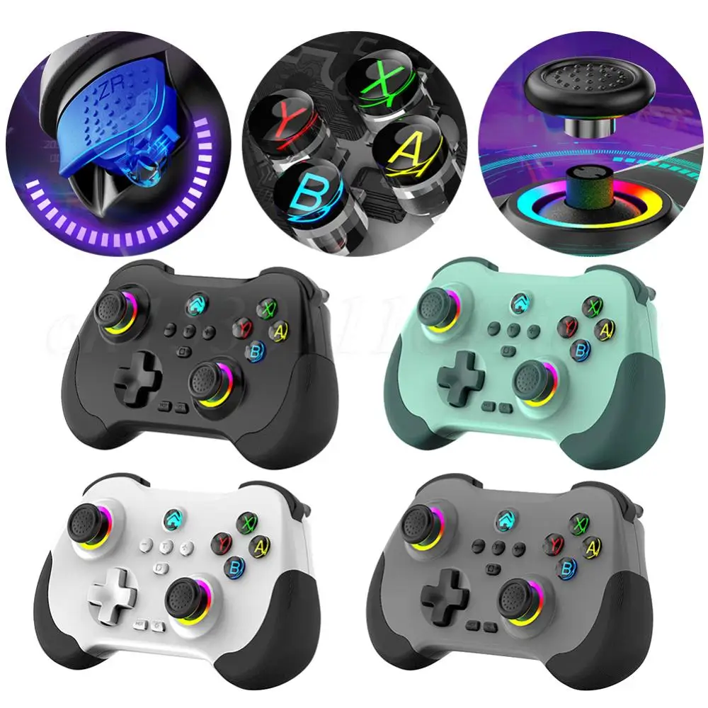 

RGB Wireless Controller 6-Axis Motion Sensor Gaming Controller Bluetooth-Compatible Support Turbo for Switch Steam Deck PS3 PS4